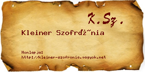 Kleiner Szofrónia névjegykártya